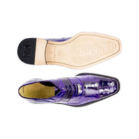 Men Belvedere Mare Genuine Ostrich Eel Leather Lace up Purple Shoes Lace Up 2P7 - J.Valintin Men's Wear Legend - 2p7 Purple_9_Me