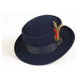 Men BENTLY HEADWEAR Hat Australian Lite Wool Crushable Pork Pie Jazz MD402 Navy - J.Valintin Men's Wear Legend - 98082