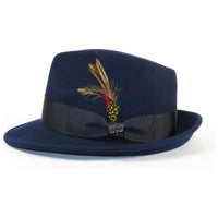 Men BENTLY HEADWEAR Hat Australian Wool Pinch Front Fedora Hudson HU422 Navy - J.Valintin Men's Wear Legend - Hu422 - Navy - S