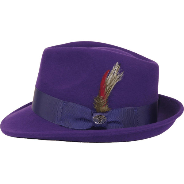 Men BENTLY HEADWEAR Hat Australian Wool Pinch Front Fedora HUDSON HU430 Purple - J.Valintin Men's Wear Legend - HU430 - Purple - S