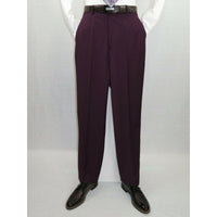 Men BERRAGAMO 3pc Suit Vested Plain front Pants Side Vents Formal A6732 Burgundy - J.Valintin Men's Wear Legend - 71737