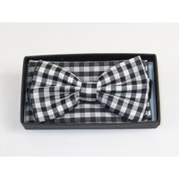 Men Bow Tie Hankie J.Valintin Formal Tuxedo, Business #BT9 Black White Checker - J.Valintin Men's Wear Legend - 92511