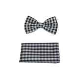 Men Bow Tie Hankie J.Valintin Formal Tuxedo, Business #BT9 Black White Checker - J.Valintin Men's Wear Legend - 92511