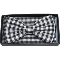 Men Bow Tie Hankie J.Valintin Formal Tuxedo, Business #BT9 Black White Checker - J.Valintin Men's Wear Legend - 92511