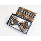 Men Bow Tie Hankie Set Formal Event For Tuxedo or Business Suit #BT23 Brown - J.Valintin Men's Wear Legend - 92523