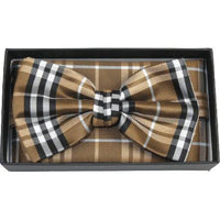 Men Bow Tie Hankie Set Formal Event For Tuxedo or Business Suit #BT23 Brown - J.Valintin Men's Wear Legend - 92523