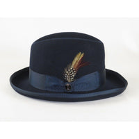 Men Bruno Capelo Dress Formal Hat Australian Wool Homburg Godfather GF102 Navy - J.Valintin Men's Wear Legend - Gf102 - Navy - S