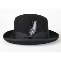 Men Bruno Capelo Dress Hat Australian Wool Homburg Godfather GF100 Black - J.Valintin Men's Wear Legend - 16377