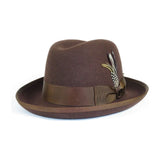 Men Bruno Capelo Dress Hat Australian Wool Homburg Godfather GF101 Brown - J.Valintin Men's Wear Legend - 19625