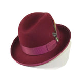 Men Bruno Capelo Dress Hat Australian Wool Homburg Godfather GF104 Burgundy - J.Valintin Men's Wear Legend - 19610