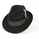 Men Bruno Capelo Fedora Hat Wool 100% Fine Australian Wool Marco MC940 Black - J.Valintin Men's Wear Legend - MC940 - Black - S