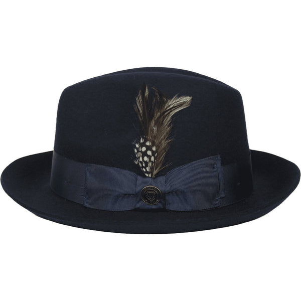 Men Bruno Capelo Fedora Hat Wool 100% Fine Australian Wool Marco MC941 Navy - J.Valintin Men's Wear Legend - MC941 - Navy - S