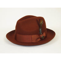 Men Bruno Capelo Fedora Hat Wool 100% Fine Australian Wool Marco MC943 Brandy - J.Valintin Men's Wear Legend - MC943 - Brandy - S