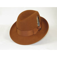 Men Bruno Capelo Hat Australian Wool Crushable Center Dent CHICAGO CH303 Cognac - J.Valintin Men's Wear Legend - 3376