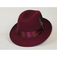 Men Bruno Capelo Hat Australian Wool Crushable Center Dent Florence FL524 Wine - J.Valintin Men's Wear Legend - FL524 - Burg - S