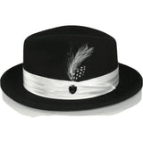 Men Bruno Capelo Hat Australian Wool Crushable Fedora Giovani Black White UN122 - J.Valintin Men's Wear Legend - 3343