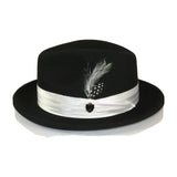 Men Bruno Capelo Hat Australian Wool Crushable Fedora Giovani Black White UN122 - J.Valintin Men's Wear Legend - 3343