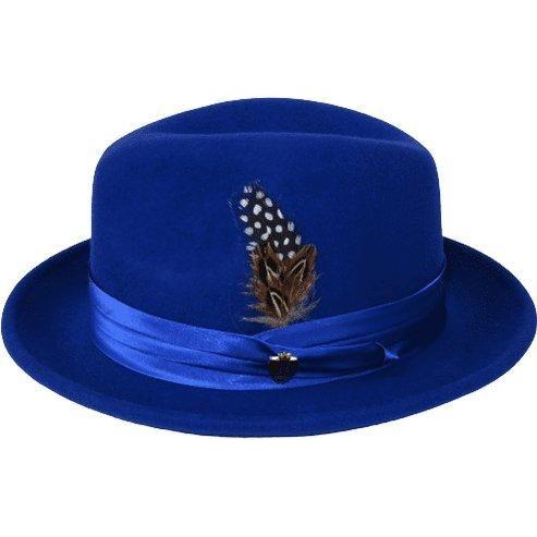 Men Bruno Capelo Hat Australian Wool Crushable Fedora Giovani Un108 Royal Blue - J.Valintin Men's Wear Legend - 73828