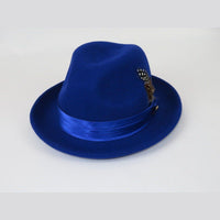 Men Bruno Capelo Hat Australian Wool Crushable Fedora Giovani Un108 Royal Blue - J.Valintin Men's Wear Legend - 73828