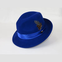 Men Bruno Capelo Hat Australian Wool Crushable Fedora Giovani Un108 Royal Blue - J.Valintin Men's Wear Legend - 73828