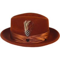 Men Bruno Capelo Hat Australian Wool Crushable Fedora Giovani UN114 Brandy Brown - J.Valintin Men's Wear Legend - un114 - brandy - S