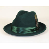 Men Bruno Capelo Hat Australian Wool Crushable Fedora Giovani Un116 Hunter Green - J.Valintin Men's Wear Legend - UN116 - Hunter - S