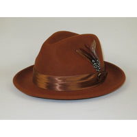 Men Bruno Capelo Hat Australian Wool Crushable Fedora Giovani UN125 Cognac Brown - J.Valintin Men's Wear Legend - 100287