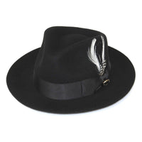 Men Bruno Capelo Hat Australian Wool Fedora Teardrop Crown Fabio FB220 Black - J.Valintin Men's Wear Legend - 73744