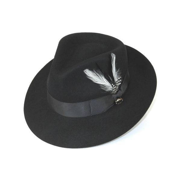 Men Bruno Capelo Hat Australian Wool Fedora Teardrop Crown Fabio FB220 Black - J.Valintin Men's Wear Legend - 73744