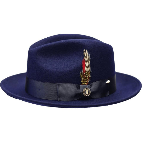 Men Bruno Capelo Hat Australian Wool Fedora Untouchable EXECUTIVE EX322 Navy - J.Valintin Men's Wear Legend - EX322 - Navy - S