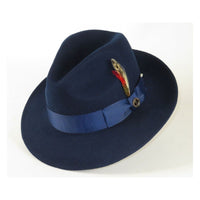 Men Bruno Capelo Hat Australian Wool Fedora Untouchable EXECUTIVE EX322 Navy - J.Valintin Men's Wear Legend - EX322 - Navy - S