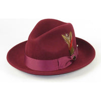 Men Bruno Capelo Hat Australian Wool Fedora Untouchable EXECUTIVE EX324 Burgundy - J.Valintin Men's Wear Legend - 16285