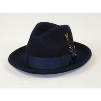 Men Bruno Capelo Hat Australian Wool Fur Look Fedora Beaver BV731 Navy - J.Valintin Men's Wear Legend - BV731 - Navy - S