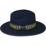 Men Bruno Capelo Hat Australian Wool Pinch Front Fedora Wesley WE974 Navy Gold - J.Valintin Men's Wear Legend - 3351