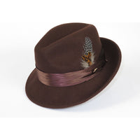 Men Bruno Capelo Hat Australian Wool soft Crushable Fedora Giovani Un101 Brown - J.Valintin Men's Wear Legend - 98890