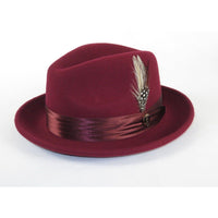 Men Bruno Capelo Hat Australian Wool soft Fedora Giovani Un104 Burgundy - J.Valintin Men's Wear Legend - UN104 - Burg - S