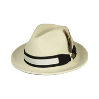 Men Bruno Capelo Hat Australian Wool Soft Fedora ZANE ZA405 Ivory Black Band - J.Valintin Men's Wear Legend - 3329