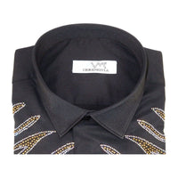 Men CEREMONIA Turkey Shirt 100% Cotton Fancy Rhine Stone #Roma 15 Black Slim Fit - J.Valintin Men's Wear Legend - 101139