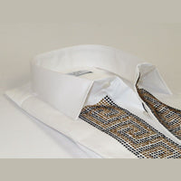 Men CEREMONIA Turkey Shirt 100% Cotton Fancy Rhine Stones #TSV 13 White Slim Fit - J.Valintin Men's Wear Legend - 101125