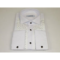 Men CEREMONIA Tuxedo Shirt Rhinestone Cotton Turkey #Milano 13 White Wing Tip - J.Valintin Men's Wear Legend - 101151