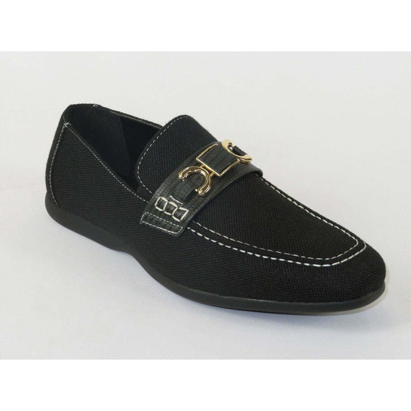 men Comfort Shoes AC CASUALS Upper Slip On Linen Fabric Texture 6816 Black New - J.Valintin Men's Wear Legend - 14913