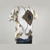 Men Crew T Shirt Makrom Turkey Medallion Chain Floral European 1217 - 420 White - J.Valintin Men's Wear Legend - 12513