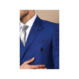 Men Double Breasted Suit WESSI by J.VALINTIN Extra Slim Fit JV5 Royal Blue New - J.Valintin Men's Wear Legend - 16536