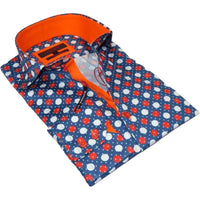 Men Dress Shirts AXXESS Turkey 100% Soft Egyptian Cotton 923 - 12 Blue/Red Polka - J.Valintin Men's Wear Legend - 923 - 12 Polka - L