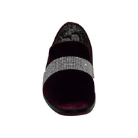 Men Formal shoes After midnight Velvet silver Crystal Slip on 6715 Burgundy new. - J.Valintin Men's Wear Legend - 75