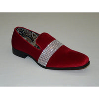 Men Formal shoes After midnight Velvet silver Crystal Slip on 6715 Red/Silver - J.Valintin Men's Wear Legend - 35