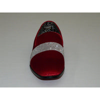 Men Formal shoes After midnight Velvet silver Crystal Slip on 6715 Red/Silver - J.Valintin Men's Wear Legend - 35