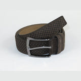 Men Genuine Basket weave Suede Soft Leather Belt PIERO ROSSI Turkey #1002 Brown - J.Valintin Men's Wear Legend - 97260