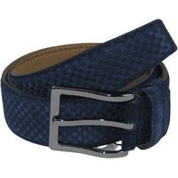 Men Genuine Basket weave Suede Soft Leather Belt PIERO ROSSI Turkey # 1002 Navy - J.Valintin Men's Wear Legend - 97276