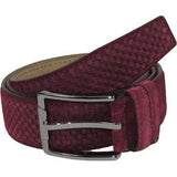 Men Genuine Basket weave Suede Soft Leather Belt PIERO ROSSI Turkey #1002 Wine - J.Valintin Men's Wear Legend - 97285